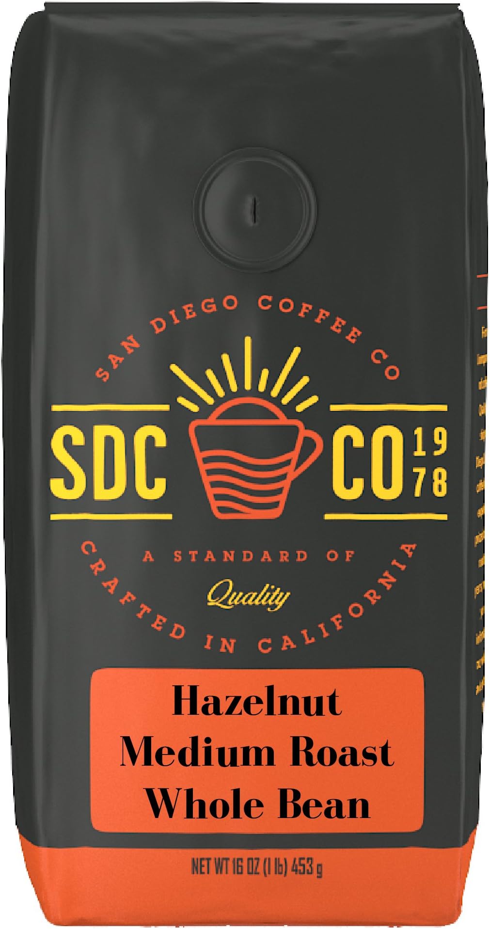 San Diego Coffee Hazelnut, Medium Roast, Whole Bean Coffee, 16-Ounce Bag Café en grano tostado