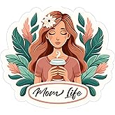Mom Life Sticker 4 Inch Motherhood Mama Life Mama - Waterproof Vinyl Decal for Laptop Water Bottle Car Tumbler - Durable Funny Aesthetic Long-Lasting Stickers for Adults ID44990