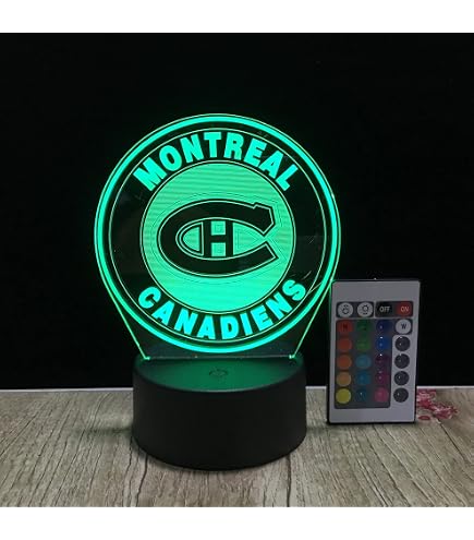 LCFhome 3D Maple Leaf Ice Hockey Night Light – 16 Colors With Remote, Timer & Dimmer – Great Gift For Hockey Fans