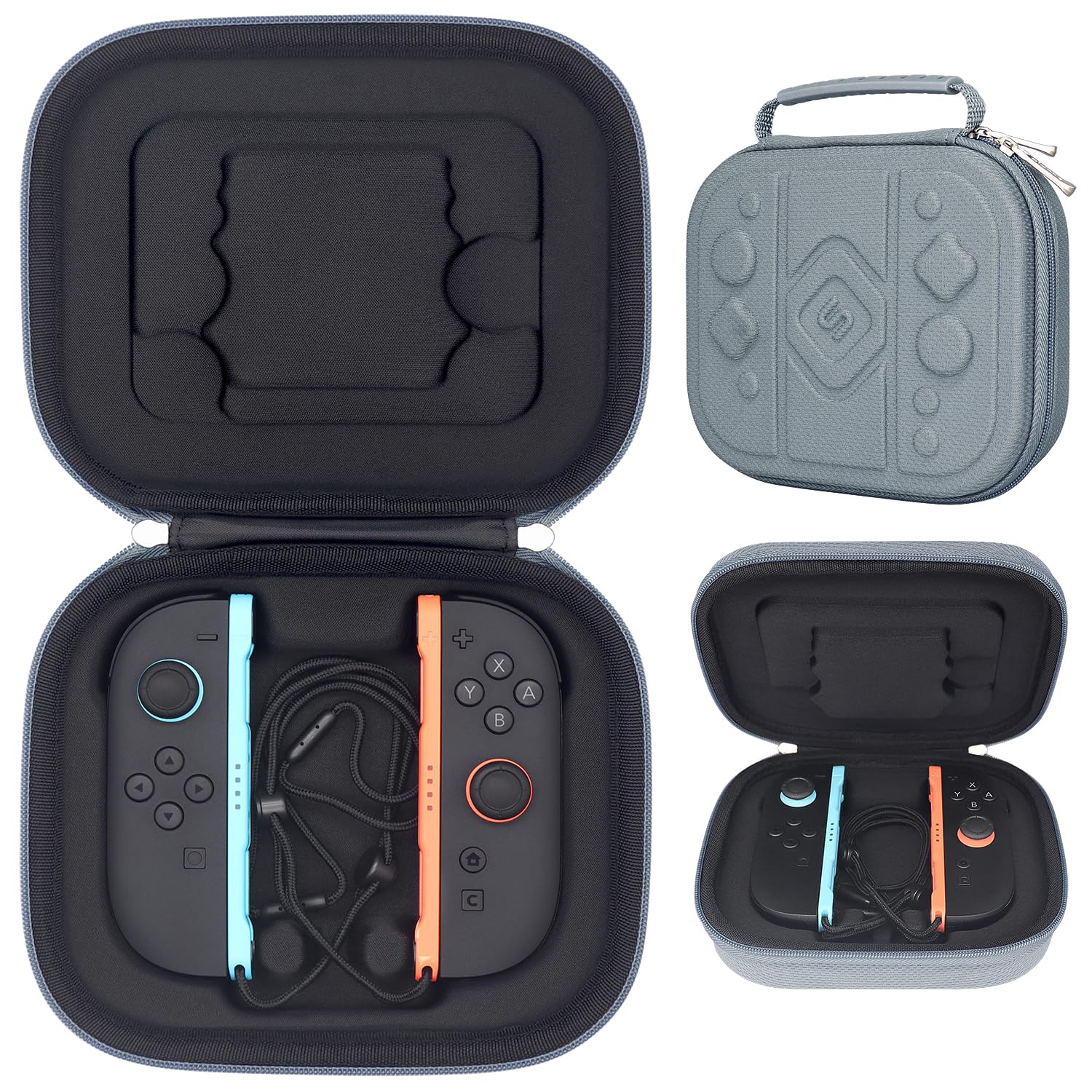 sisma Carrying Case Compatible with Nintendo Joy-Con 2 & Straps, Hard Shell Original Switch 2 Controllers Holder Travel Protective Case Portable Pouch, Grey