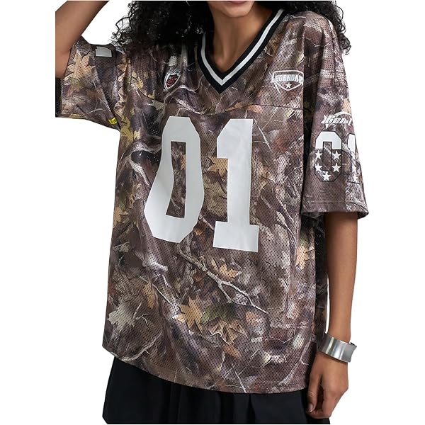 QYZ-Top Women's Number 14 Mesh Jersey Shirt Camouflage Color Block