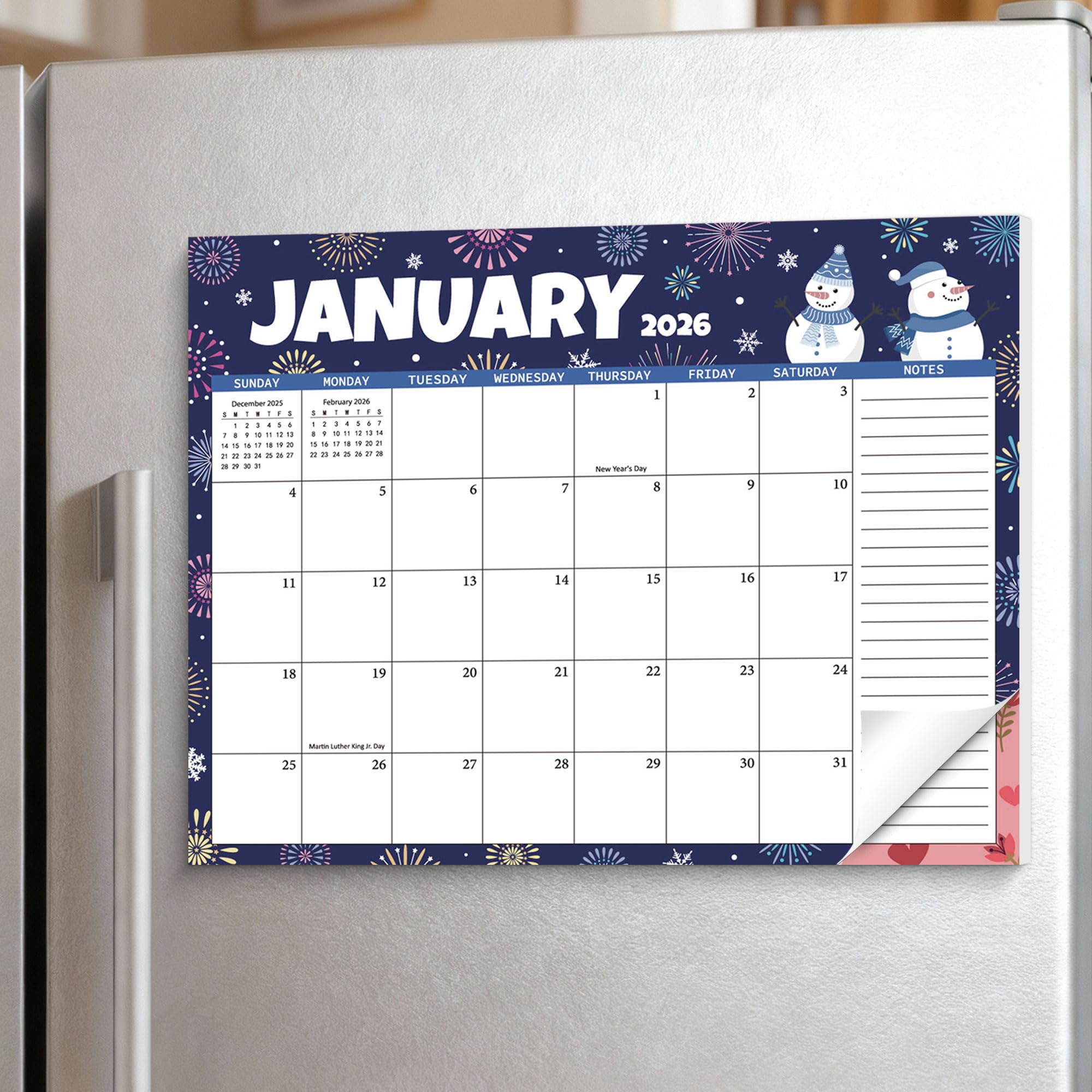 Photo 1 of 2026 Magnetic Calendar for Refrigerator, 18 Months Fridge Calendar from January 2026 to June 2027, 11.5"x9" Monthly Planner with Magnet Back for Family & Kitchen Monthly Organization