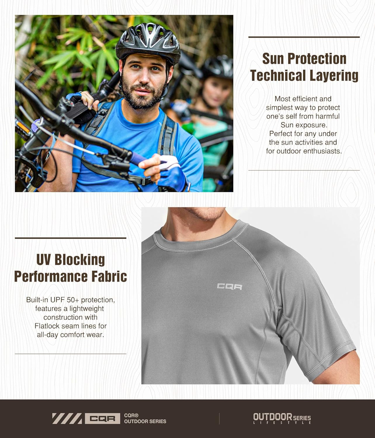 CQR Men's UPF 50+ UV Sun Protection Outdoor Shirts, Atheletic Running Hiking Short Sleeve Shirt, Cool Dry fit T-Shirts: Clothing