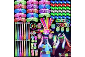 SHQDD 158 PCS Glow in the Dark Halloween Party Supplies, 14PCS LED Glasses, 30LED Finger Lights, 14LED Light Hairs and 100PCS Glow Sticks Bracelets, Neon Party Favors for Wedding,Concert, Birthday