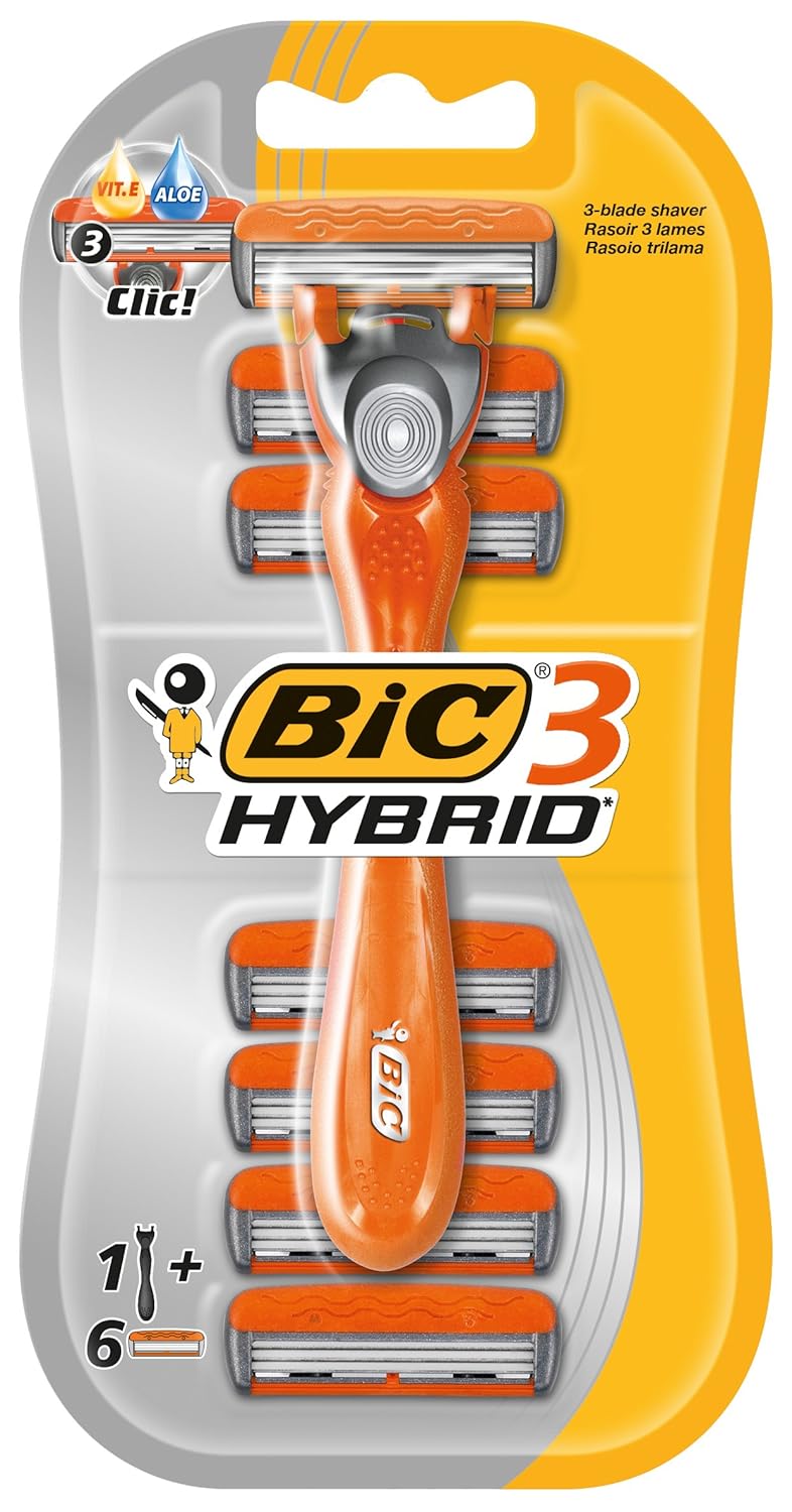 BIC 3 Hybrid Men's Razors 1 Handle + 6 Refills Pack Amazon.co.uk