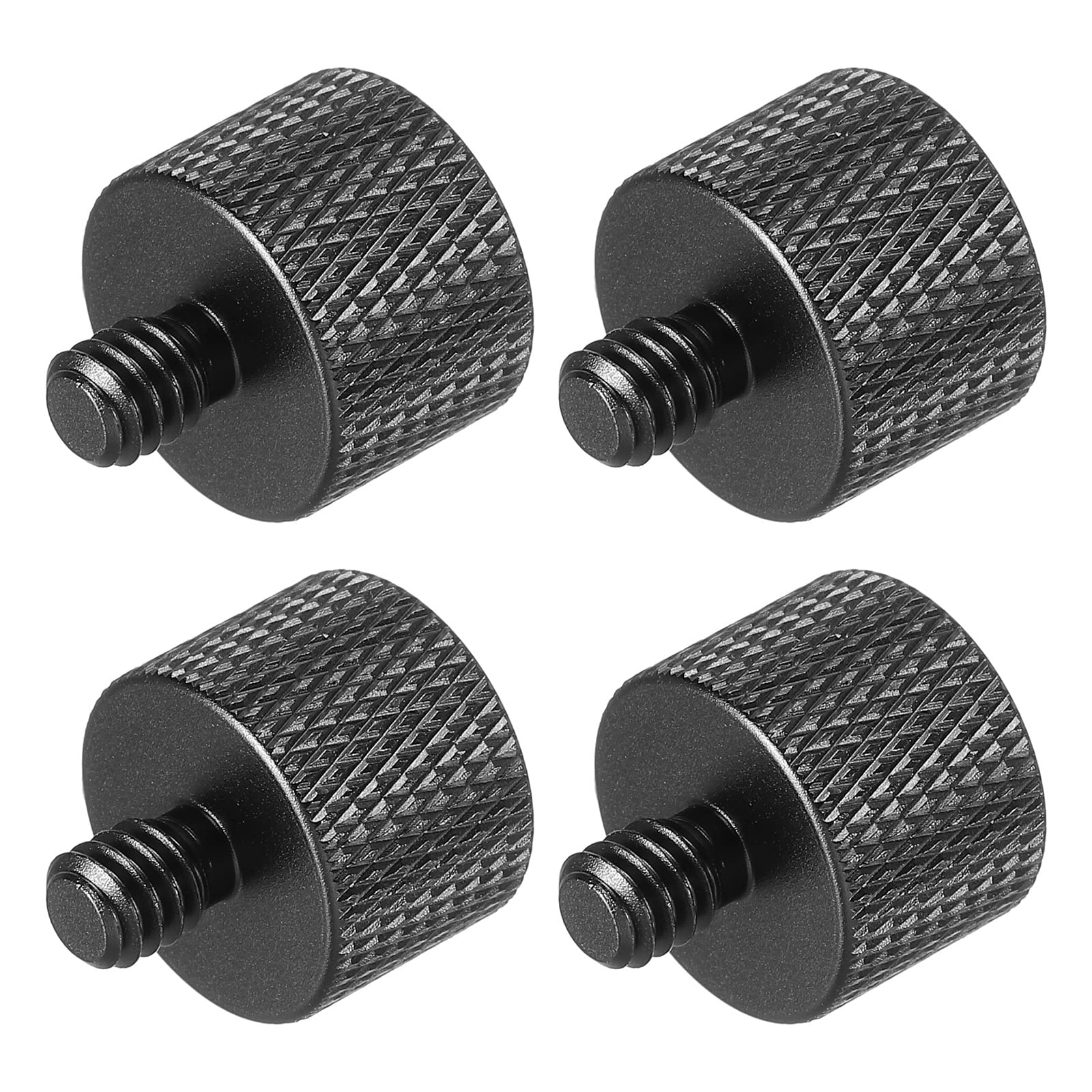 PATIKIL Mic Stand Adapter 1/4 Male to 5/8 Female Camera Screw Thread Adapter for Microphone Tripod Stand Black 4 Pack