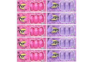 JUMBLET Easter Marshmallow Chicks Variety Pack – 10 Packs ofPeeps Marshmallow Chicks – 5 Pink & 5 Purple – Soft & Sweet Easter Candy for Baskets, Egg Hunts, Gifting & Holiday Celebrations