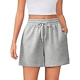 PINSPARK Womens Athletic Sweat Shorts Soft Drawstring High Waisted Active Short Comfy Casual Lounge Shorts with Pockets