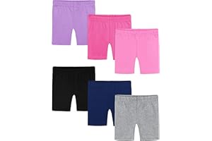 Poroka 6 Pack Baby and Toddler Girls Bike Shorts Cotton Solid Tumbling Biker Short Girls Soft Dancewear Safety Shorts