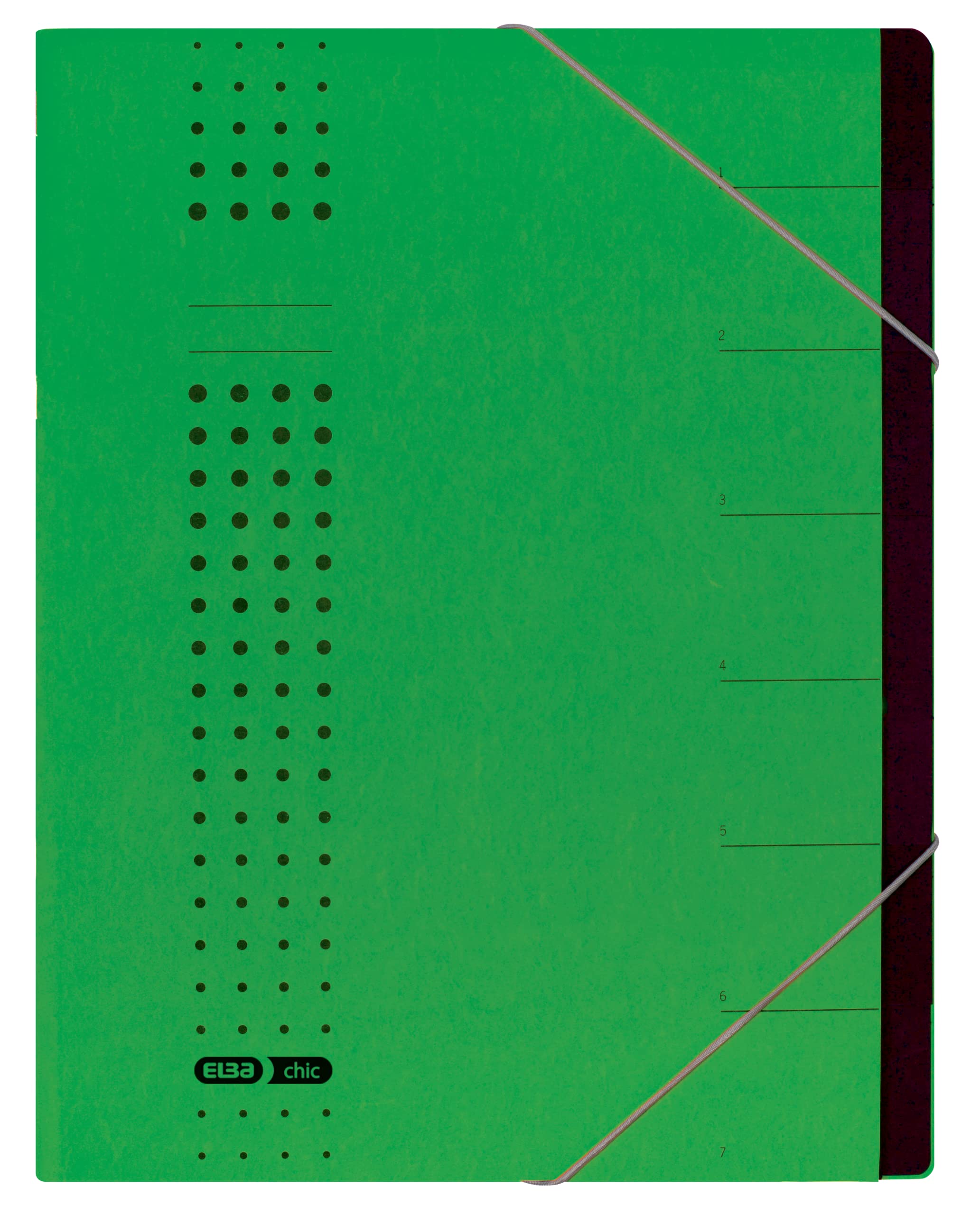 Elba 42495GN Organiser File Elasticated Pages 1-7 Cardboard Green