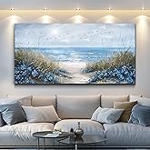 KELIYUAN Wall Art For Living Room Canvas Wall Decor For Bedroom Office Decorations Blue Ocean Wall Painting Sea Wave Pictures Artwork Modern Beach Posters Aesthetic Ready To Hang Home Decor 20"x40"