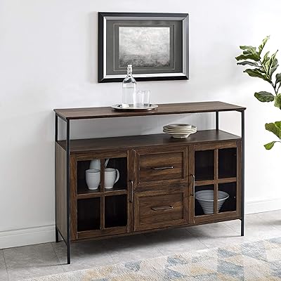 Walker Edison Industrial 3-Door Buffet Sideboard for Dining Room
