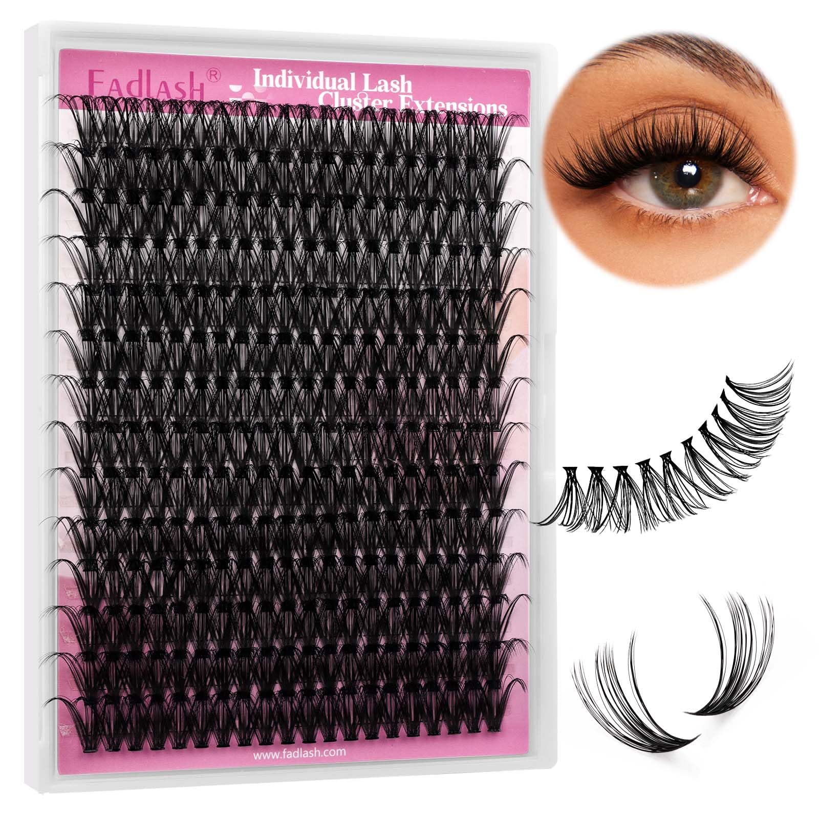 FADLASH 200pcs 0.07mm D Curl 12mm 40D Cluster Lashes DIY Eyelash Extensions — image 1