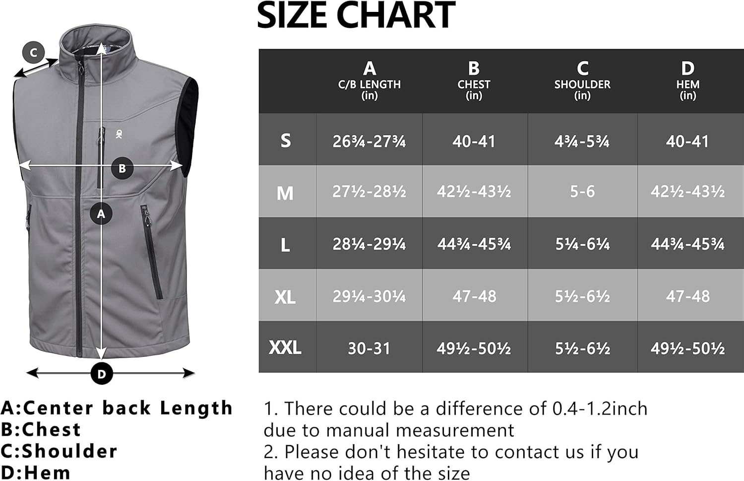 Little Donkey Andy Men's Lightweight Softshell Vest, Windproof Sleeveless Jacket for Travel Hiking Running Golf: Clothing