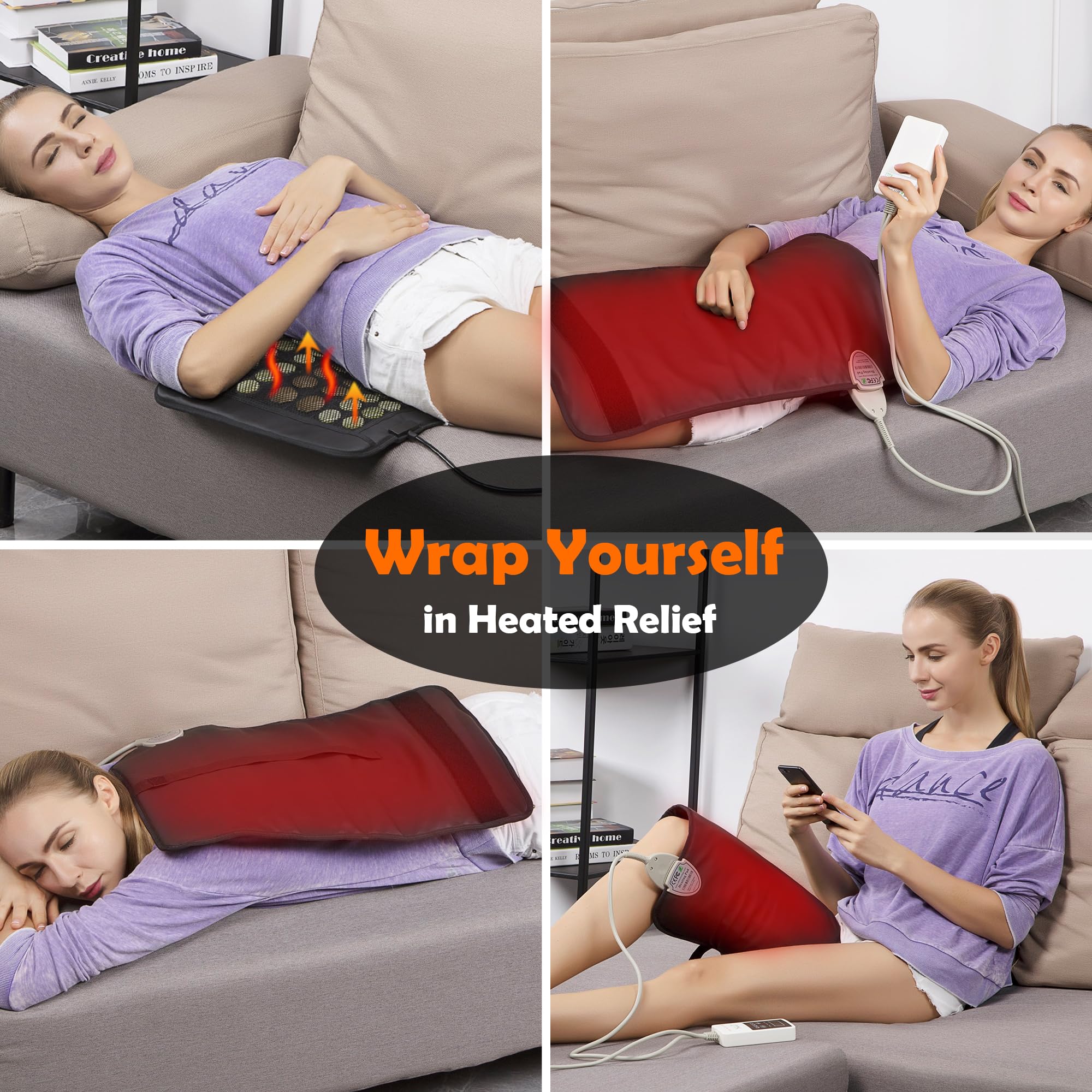 UTK Heating Pad for Back, Far Infrared Natural Jade and Tourmaline