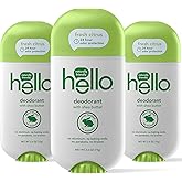 hello Shea Butter Fresh Citrus Deodorant for Women and Men, Aluminum Free, Baking Soda Free, Parabens Free, 24 Hour Protection, 2.6 Ounce (Pack of 3)