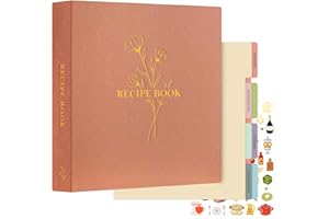 Lanpn Recipe Binder 8.5x11 3 Ring Kit, Waterproof Recipe Book Organizer Binder with 60 Plastic Sleeves,116 Recipes, Dividers,