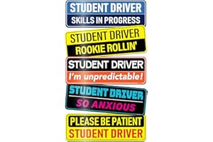 5-Pack HEY-OKEY Student Driver Magnet for Car – Funny & Reflective Rookie Signs – Metal Only (Not Plastic/Aluminum) – Reusable Car Magnets 10 x 3.5 in