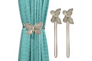 Lewondr Vintage Butterfly Magnetic Curtain Tieback, 1 Pair Resin Flower Curtain Drapery Holdback Retro Window Curtain Decorat