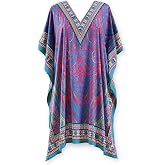 SAGEFINDS Elegance Short Caftan for Women | Ultimate Satin Comfort | Loungewear | Beach Swimsuit Cover Up | One Size Fits Most