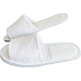 Fineget Open Toe Slippers for Guests Men Women Travel Indoor House Non-Disposable Spa Hotel Pedicure Breathable Slippers 4 Pairs
