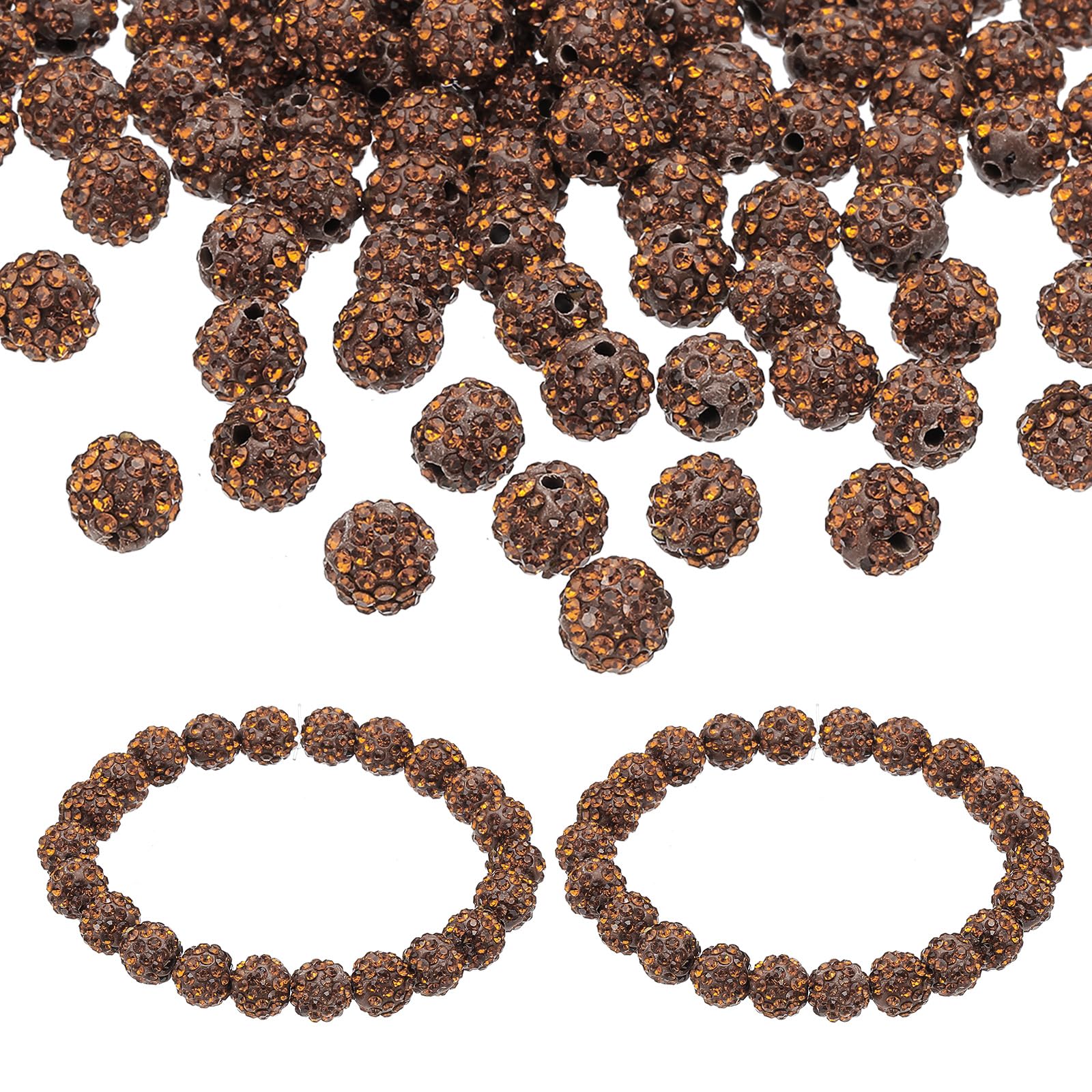 Photo 1 of PATIKIL 10mm Rhinestone Beads, 150pcs Clay Rhinestone Beads Disco Ball Beads Diamond Spacer Beads Crystal Sparkle Shiny Round Bulk, Brown