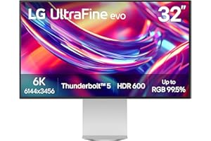 LG UltraFine evo 32U990A-S 32” 6K Nano IPS Monitor Thunderbolt™ 5, HDR™ 600, 2000:1, 98% DCI-P3, 99.5% Adobe RGB, for Mac & P