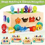 Seagoal Montessori 6-in-1 Wooden Fishing Sorting Toy for Toddlers 1-3 view 2
