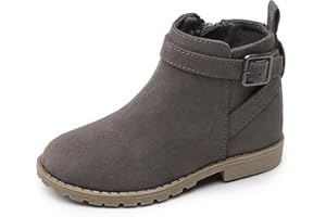 HOMEHOT Girls Ankle Boots Suede Leather Side Zipper Low Heels short (toddler/littile kids)