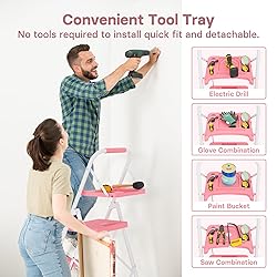 BONTEC 4-Step Ladder, 400lbs Max Load, Folding Step
