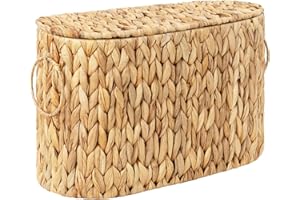 StorageWorks Toilet Paper Storage with Lid, Toilet Paper Storage Holder for 6 Regular Rolls, Wicker Basket for Bathroom, Natu