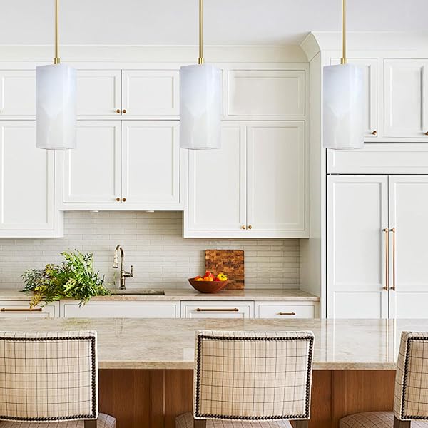 RAINLIGHTING 1 LIGHT MODERN INDUSTRIAL FARMHOUSE HANGING KITCHEN ISLAND PENDANT CEILING LIGHT FIXTURE,SQUARE NATURAL ALABASTER MARBLE GOLD FINISH OVER SINK RESTAURANT BAR CORRIDOR