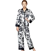 Julianna Rae Women's 100% Silk Pajama, Jewel Garden Floral Print, Flattering Fit, Sleepwear, Lingerie
