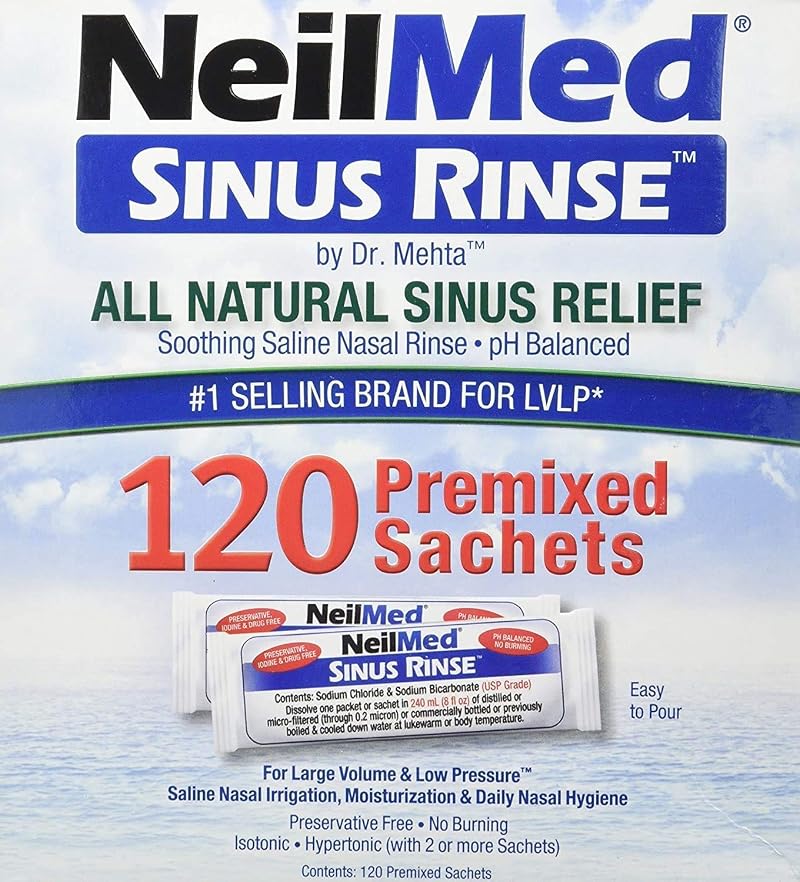 NeilMed Adult Nasal Irrigation Refill Mixture Sachets 120 Pack