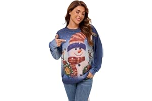 togputel Womens Christmas Sweater Graphic Oversized Pullover Sweaters Casual Loose Long Sleeve Knit Sweater for Women