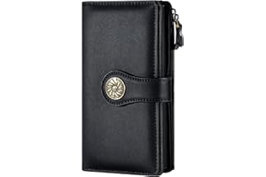 Travelambo Women's Wallet RFID Blocking Trifold Clutch Large Capacity Credit Card Holder Travel Purse