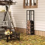 Laneetal Firewood Rack Metal Log Storage Indoor Outdoor 40x150x25cm Black view 6