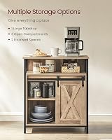 VASAGLE Sideboard Storage Cabinet with Sliding Barn Door Toasted Oak Black view 4