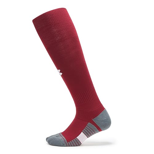Under Armour Unisex-Adult Magnetico Over the Calf Socks 1 Pack, (625) Cardinal/Pitch Gray/White, X-Large