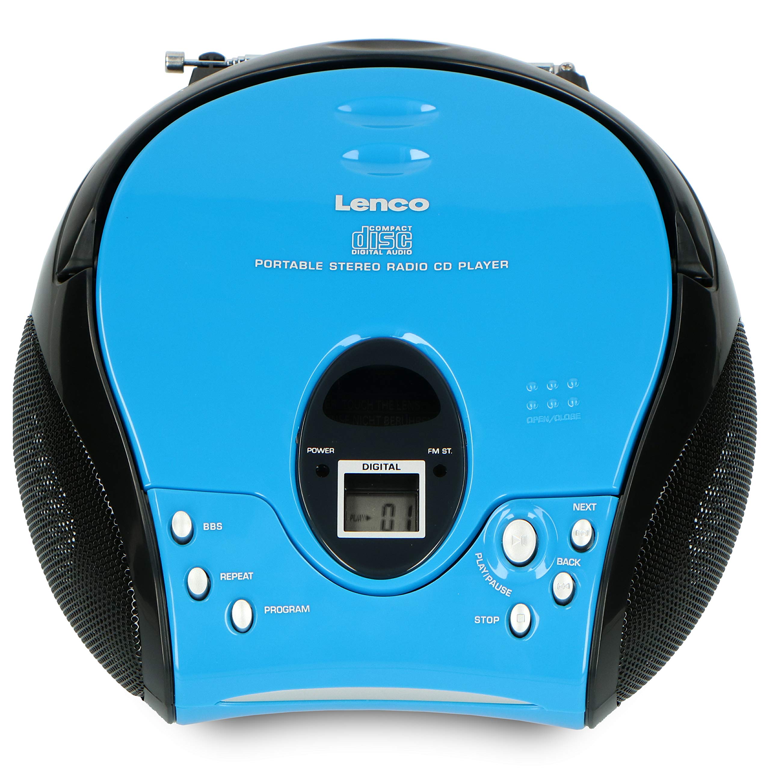 Lenco SCD-24 Portable Stereo Boombox with CD Player & FM Radio – Blue/Black