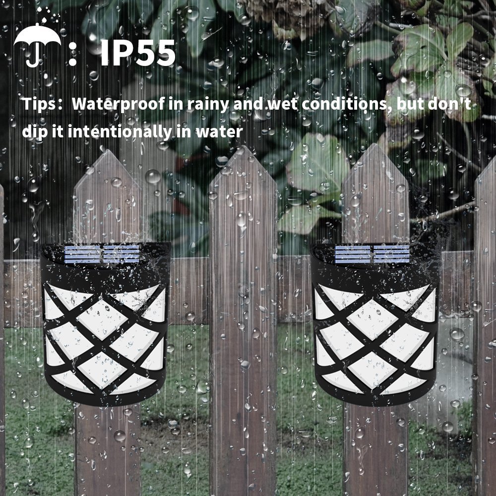 Sunklly Outdoor Solar Fence Lights Waterproof 6 LED Wall Lamp for Porch,Garden,Patio (White Light,Pack of 4)