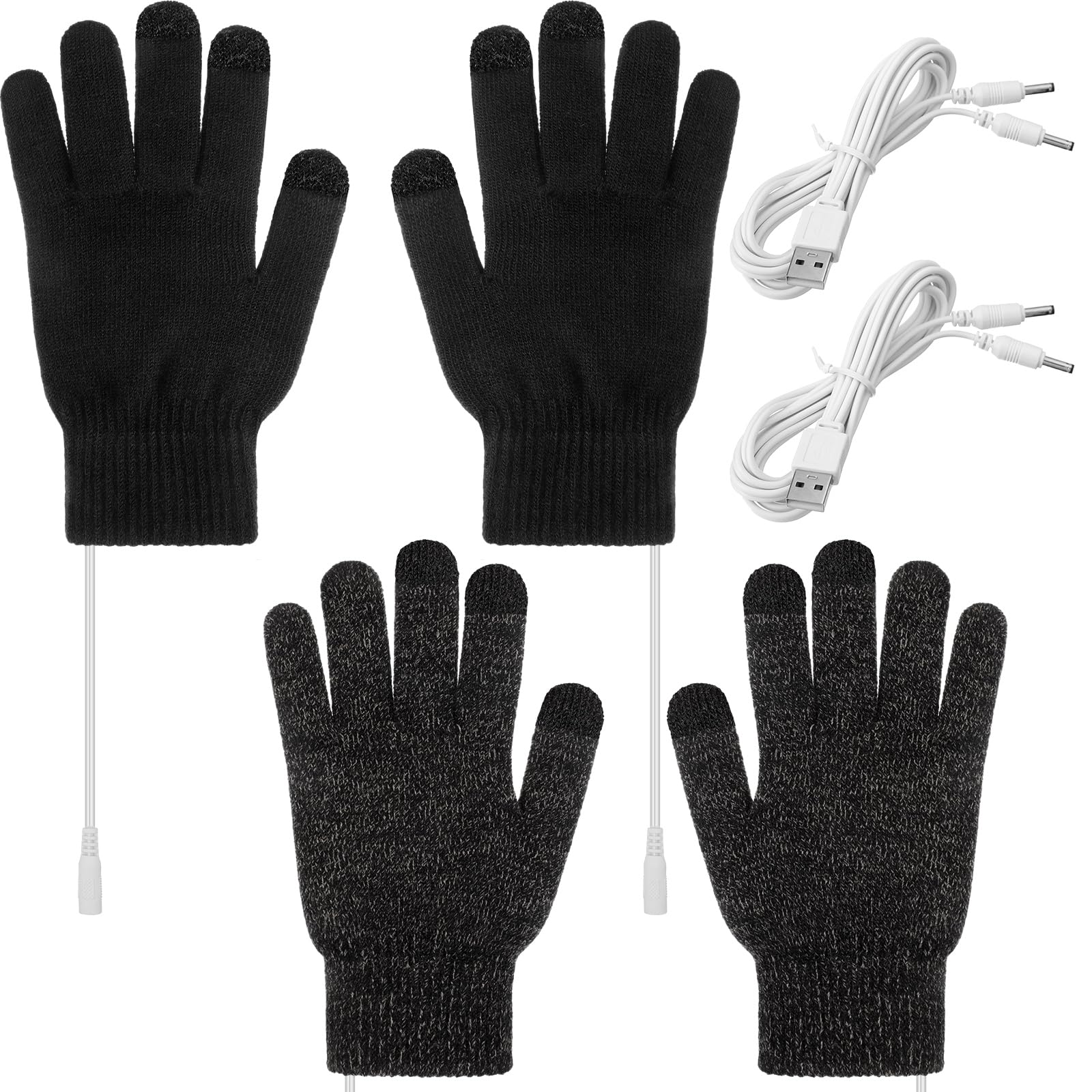 Photo 1 of Bencailor 2 Pairs USB Plug-in Heating Winter Heated Gloves Mitten Hand Washable Knitting Touchscreen Laptop Gloves(Vivid)
