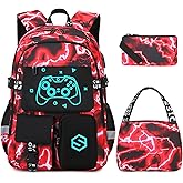 Scothen Boys Backpack, Cool Luminous School Backpacks for Boys with Lunch Bag Pencil Case, Kids Backpack Kindergarten Elementary Middle School Book Bags for Teen Boy Children with USB Charging Port