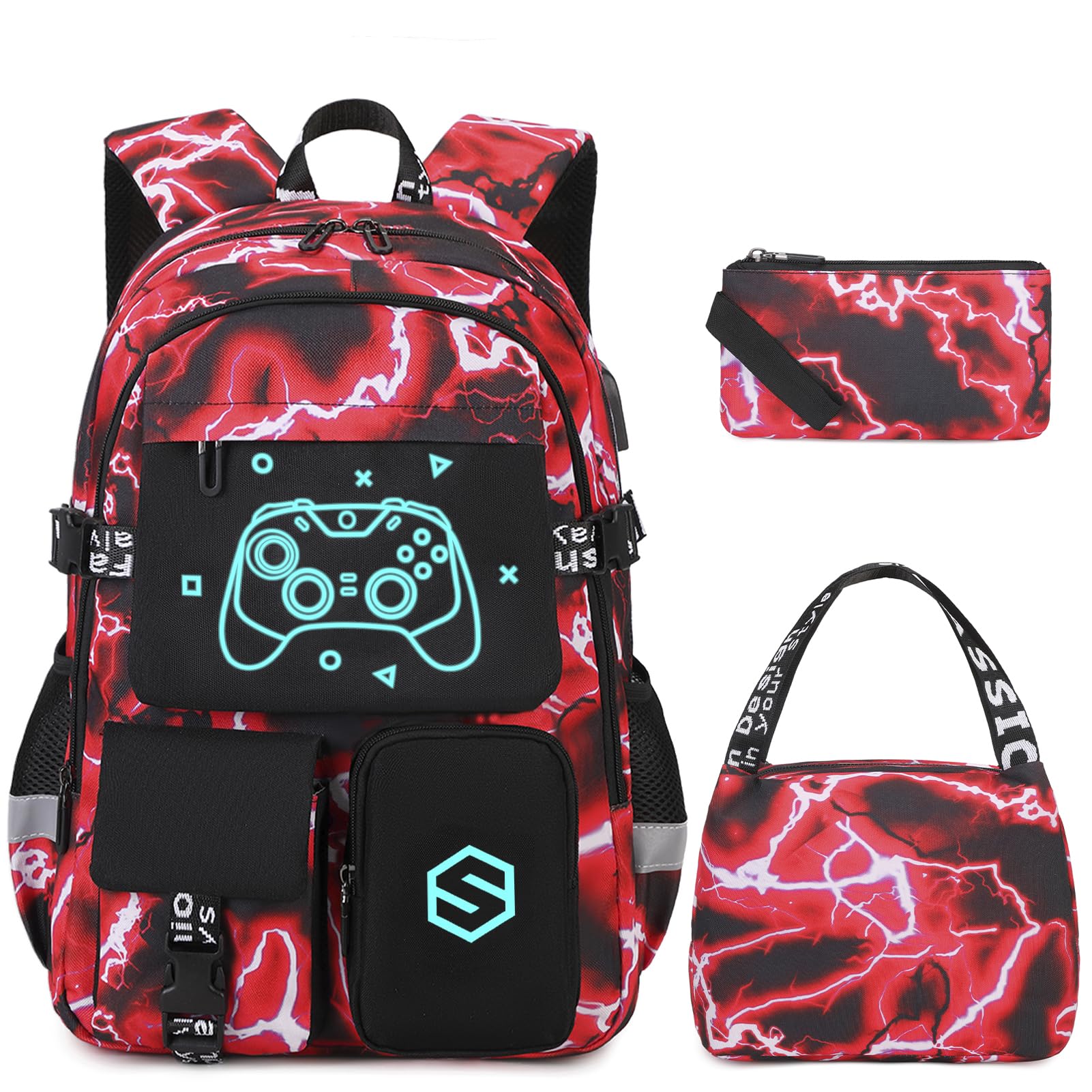 Photo 1 of Scothen Boys Backpack, Cool Luminous School Backpacks for Boys with Lunch Bag Pencil Case, Kids Backpack Kindergarten Elementary Middle School Book Bags for Teen Boys Children with USB Charging Port