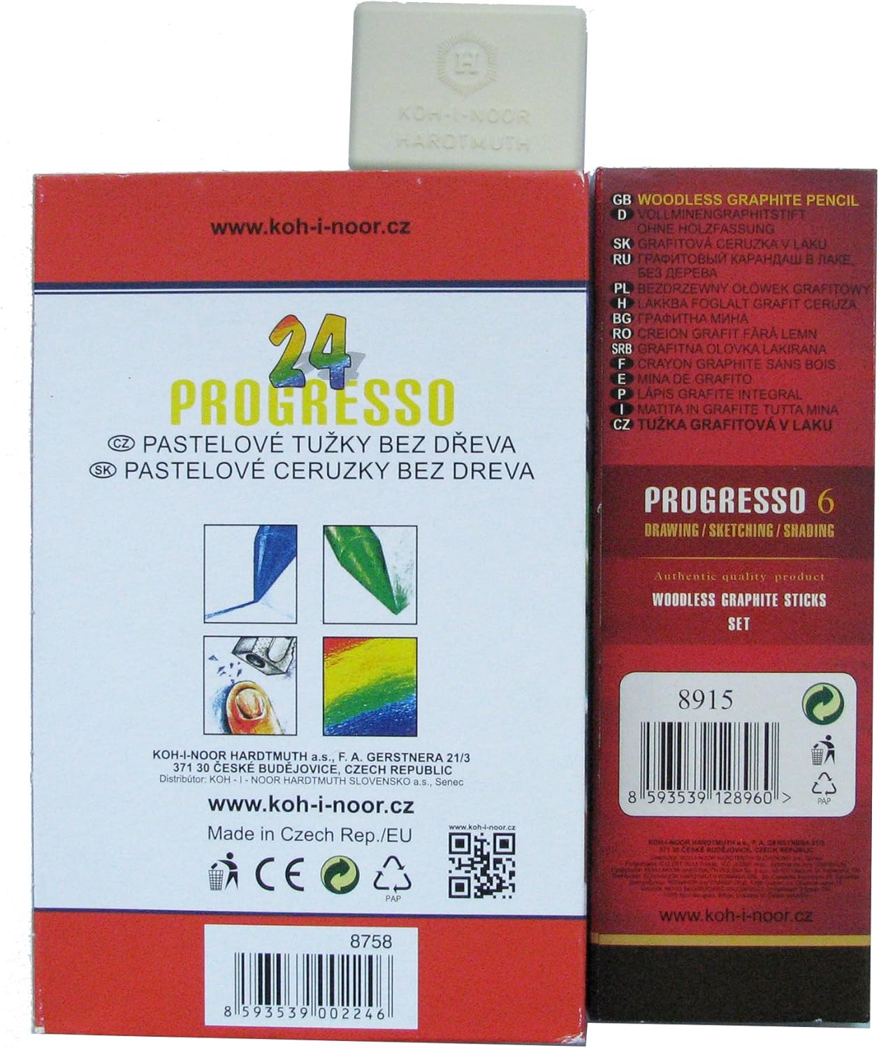 KOH-I-NOOR Progresso Woodless Pencils Set, Coloured Pencils, Kohinoor Eraser, Paper Clip OK Models, Graphite - Image 4