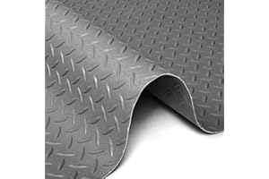 GOOFCXO 4' x 8' PVC Garage Floor Mat, 2.5mm Frosted PVC Flooring Roll, Diamond Texture Garage Mat, Non-Slip Floor Protector M