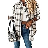 YOCUR Womens Fall Button Down Flannel Shirts Plaid Casual Lapel Long Sleeve Outwear Warm Blouses