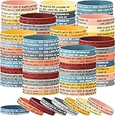 Cunno 50 Pcs Valentine Jesus Bracelets Bulk Resurrection Gifts Christian Bible Verse Silicone Wristbands God Guides Me for Clergy Church Men Women Party (Bright Color)