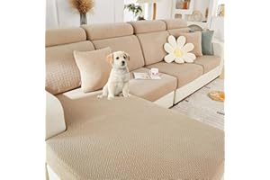 Jejiakell Universal Wear-Resistant Sofa Cover, 360° Sofa Cushions Cover Tear Stain Resistant Slipcover High Stretch Elastic & Anti-Slip Spandex Protector (B Starlink - Light Coffee, One seat Cover)