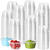 HOMIP 200PACK 2oz Plastic Portion Cups (No Lids), Condiment, Jello Shot Cup | Sauce Cups for Portion Control, Salad Dressing Cups, Airtight and Stackable Condiment Cups for Party, Holiday and Daily Use